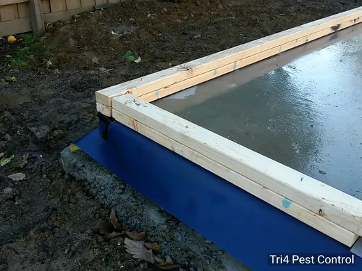 Trithor termite barrier installed around a building perimeter