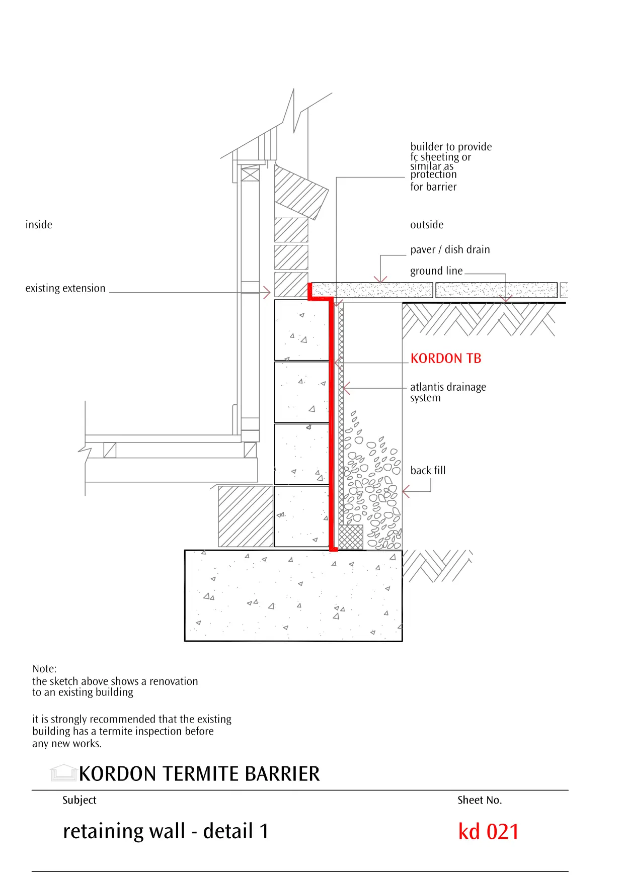 Retaining Wall Detail - As Built