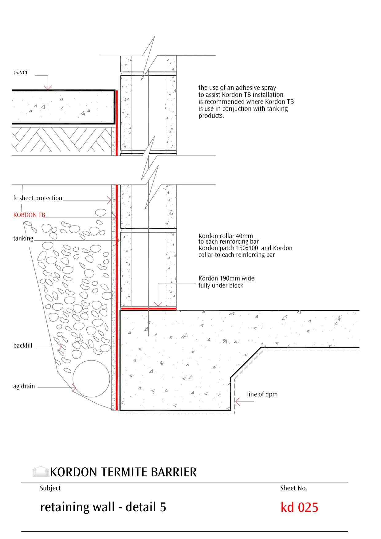 Retaining Wall Detail - Core Filled Block