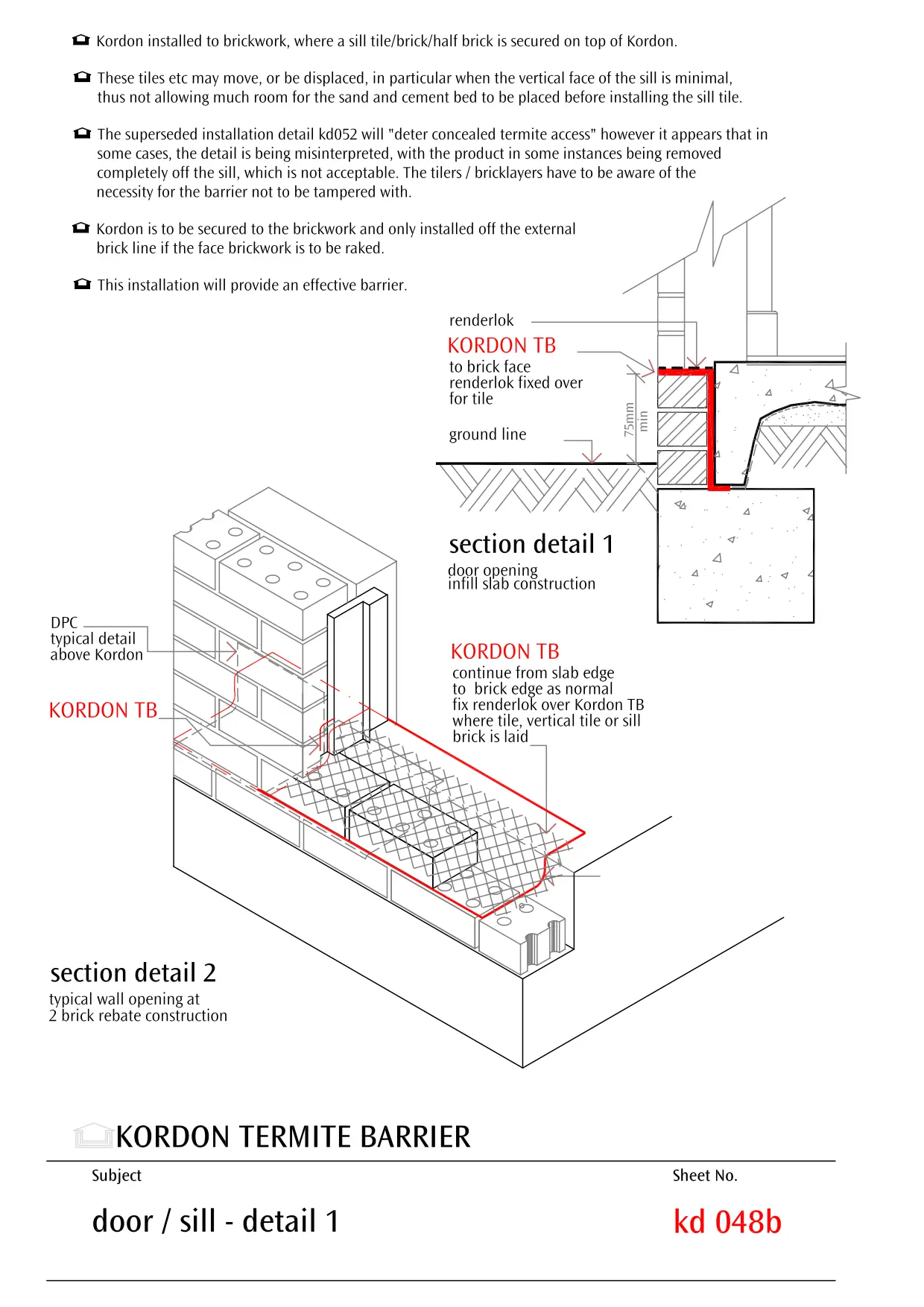 Door Sill Detail - Tiling Considerations