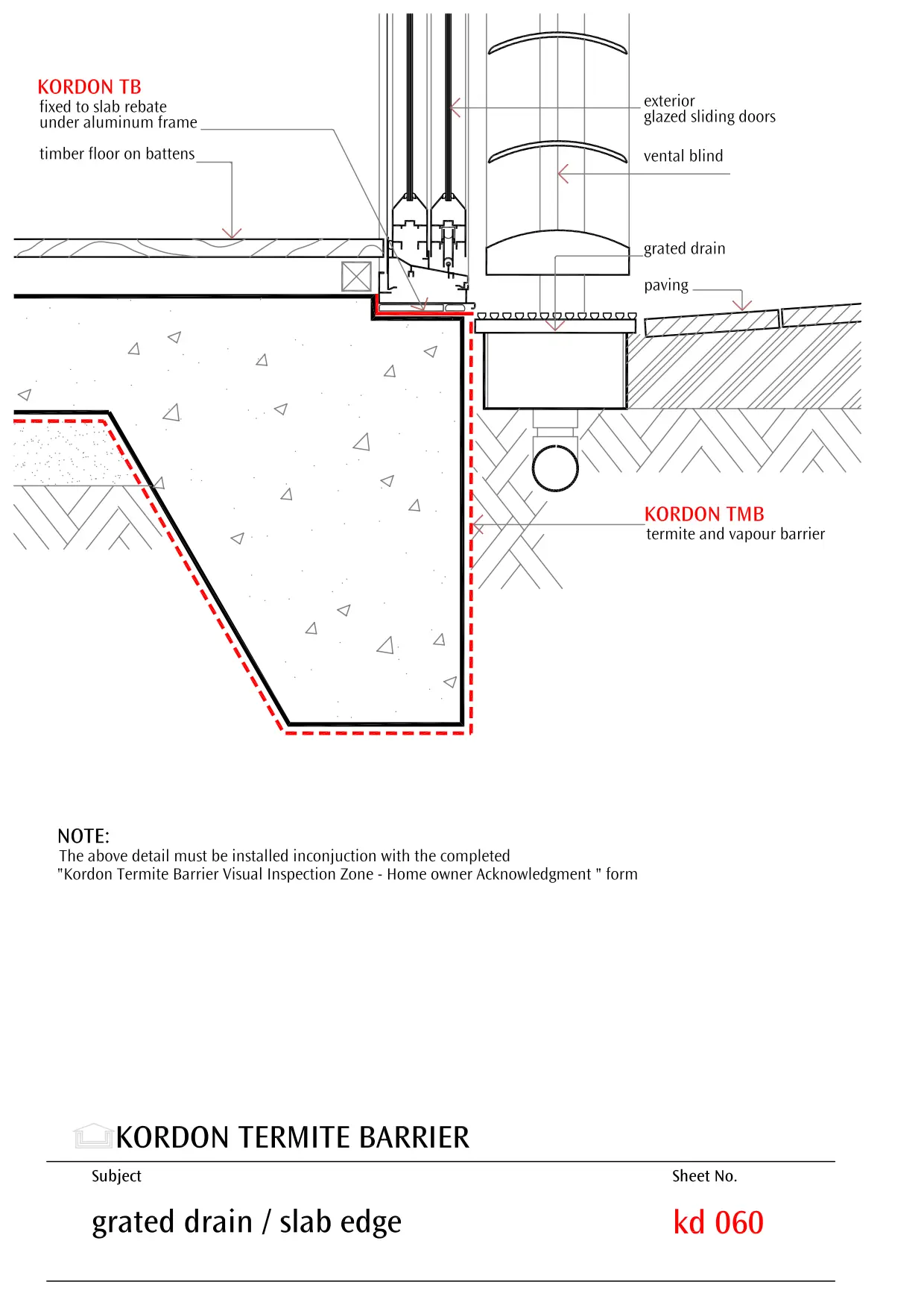 Detail of a Grated Drain at a Sliding Door Entry